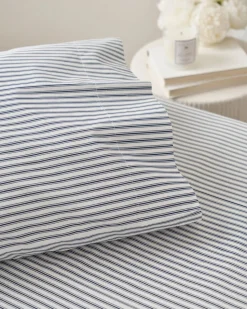 Luxe Premium 100% Cotton Navy French Ticking Bed Sheets