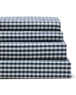 Luxe Premium Cotton Navy Gingham Bed Sheets
