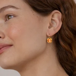 Luzia Button Earrings in Citrine & 14K Gold