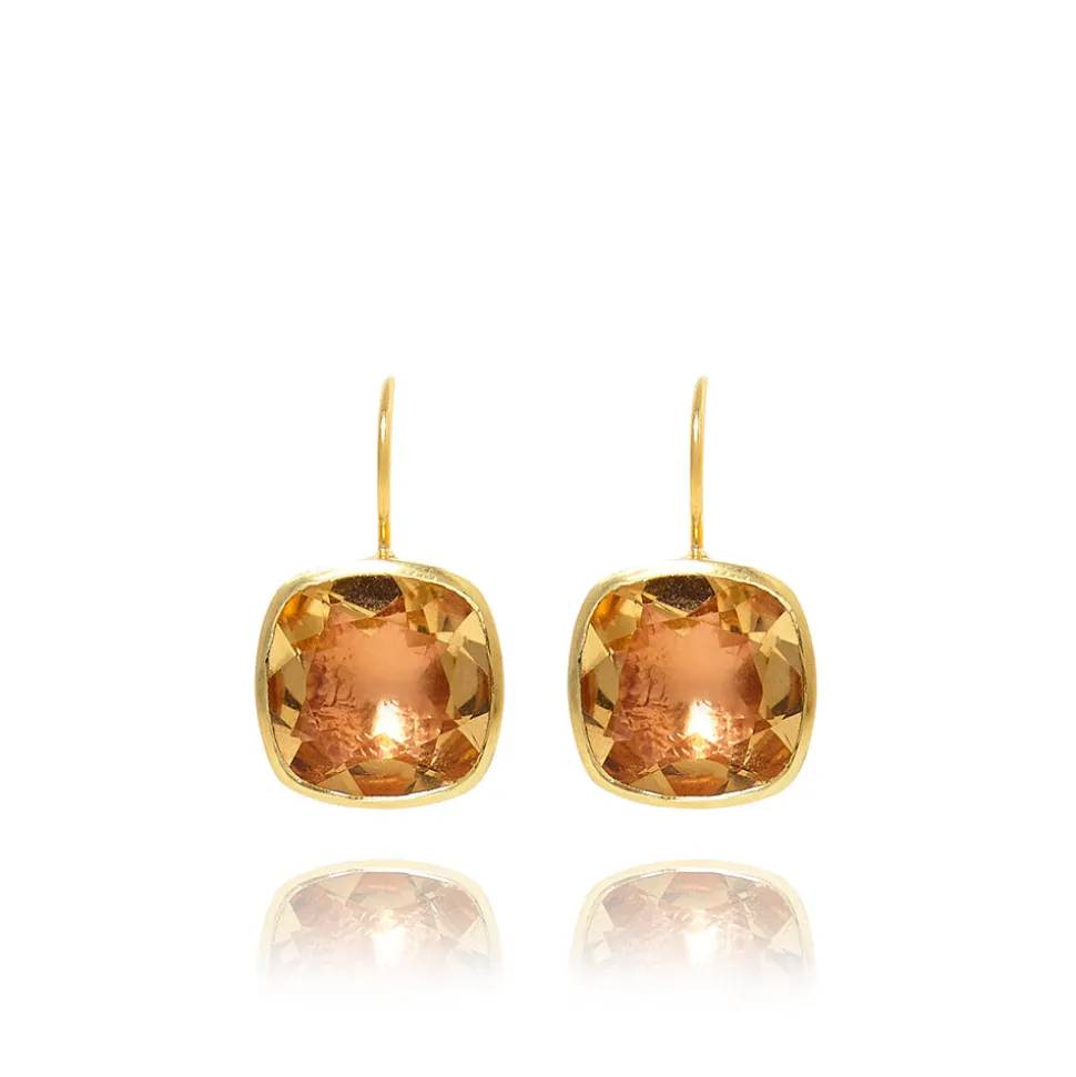 Luzia Button Earrings in Citrine & 14K Gold