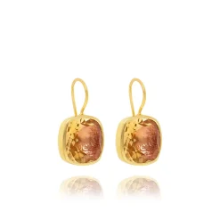 Luzia Button Earrings in Citrine & 14K Gold