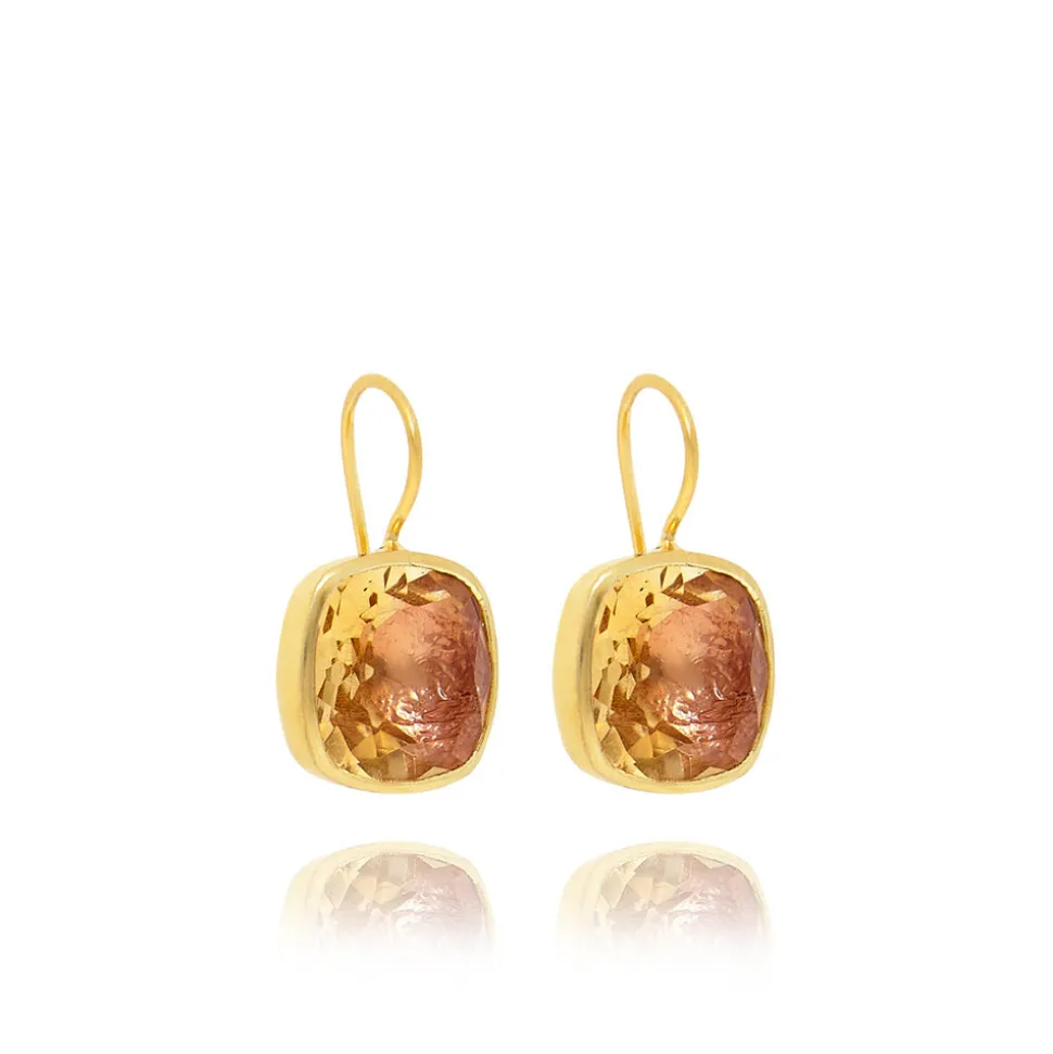 Luzia Button Earrings in Citrine & 14K Gold