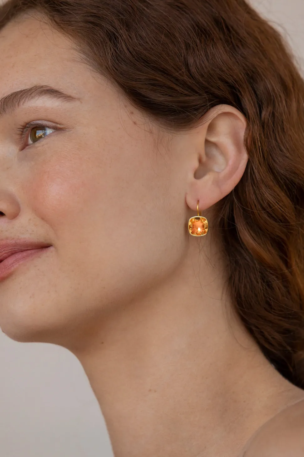 Luzia Button Earrings in Citrine & 14K Gold