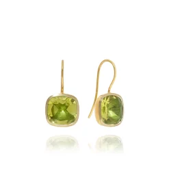 Luzia Button Earrings in Lemon Quartz & 14K Gold