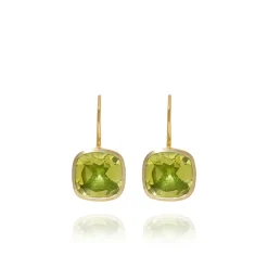 Luzia Button Earrings in Lemon Quartz & 14K Gold