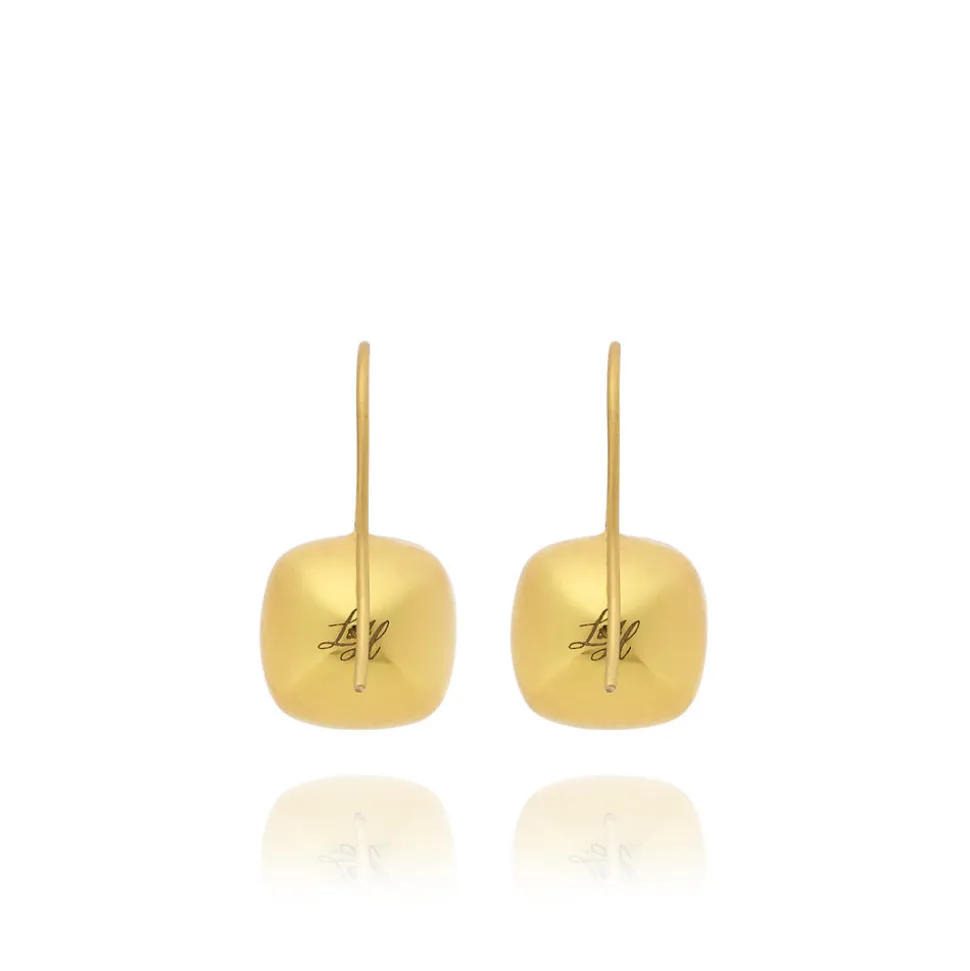 Luzia Button Earrings in Lemon Quartz & 14K Gold