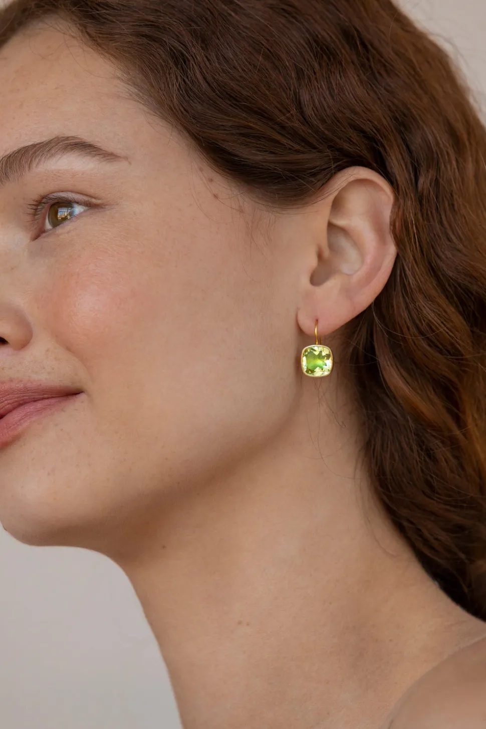 Luzia Button Earrings in Lemon Quartz & 14K Gold