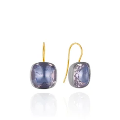 Luzia Button Earrings in Lavender Moon Quartz