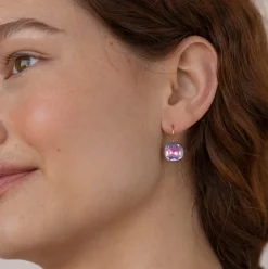 Luzia Button Earrings in Lavender Moon Quartz