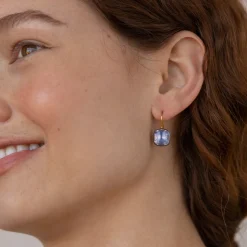 Luzia Button Earrings in Lavender Moon Quartz