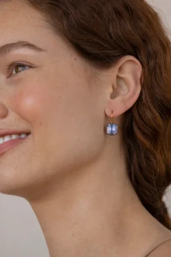 Luzia Button Earrings in Lavender Moon Quartz