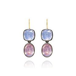 Luzia Cushion Oval Double Drop Earrings in Lavender Moon Quartz