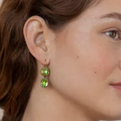 Luzia Cushion Oval Double Drop Earrings in Lemon Quartz