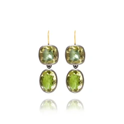 Luzia Cushion Oval Double Drop Earrings in Lemon Quartz