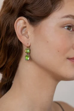 Luzia Cushion Oval Double Drop Earrings in Lemon Quartz