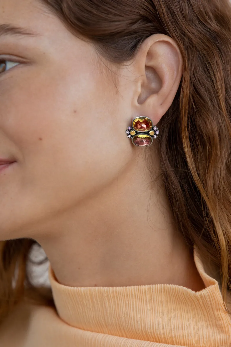 Luzia Dama Cluster Earrings in Yellow Citrine