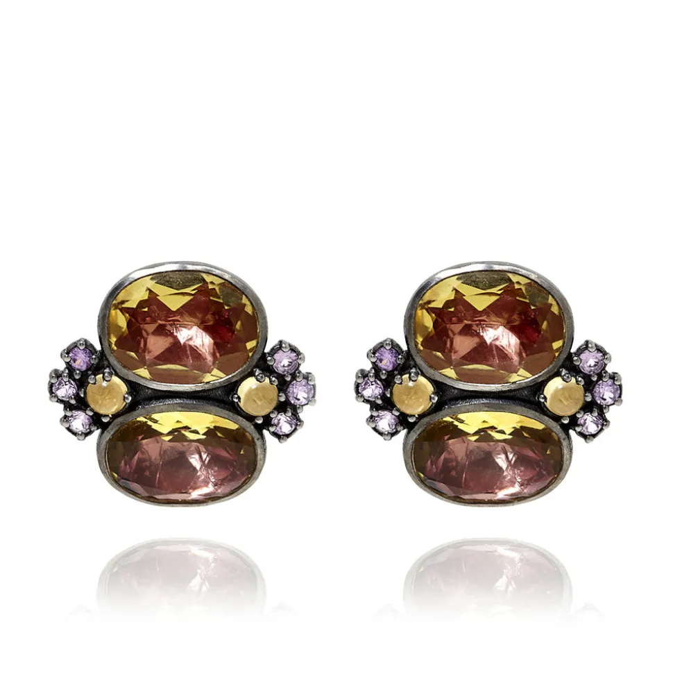 Luzia Dama Cluster Earrings in Yellow Citrine