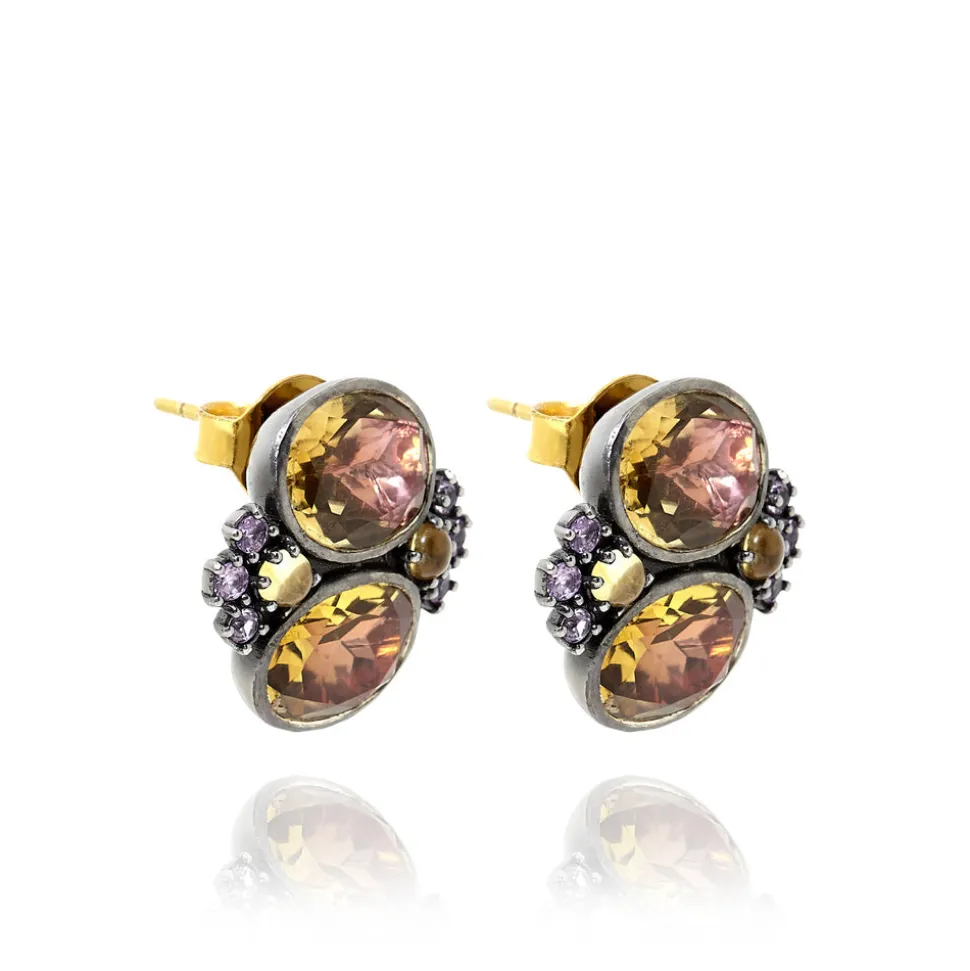 Luzia Dama Cluster Earrings in Yellow Citrine