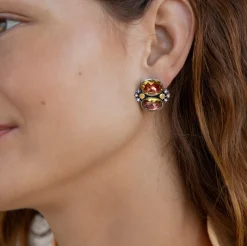 Luzia Dama Cluster Earrings in Yellow Citrine