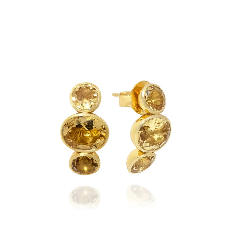 Luzia Demi-Hoop Earrings in Yellow Citrine & 14K Gold