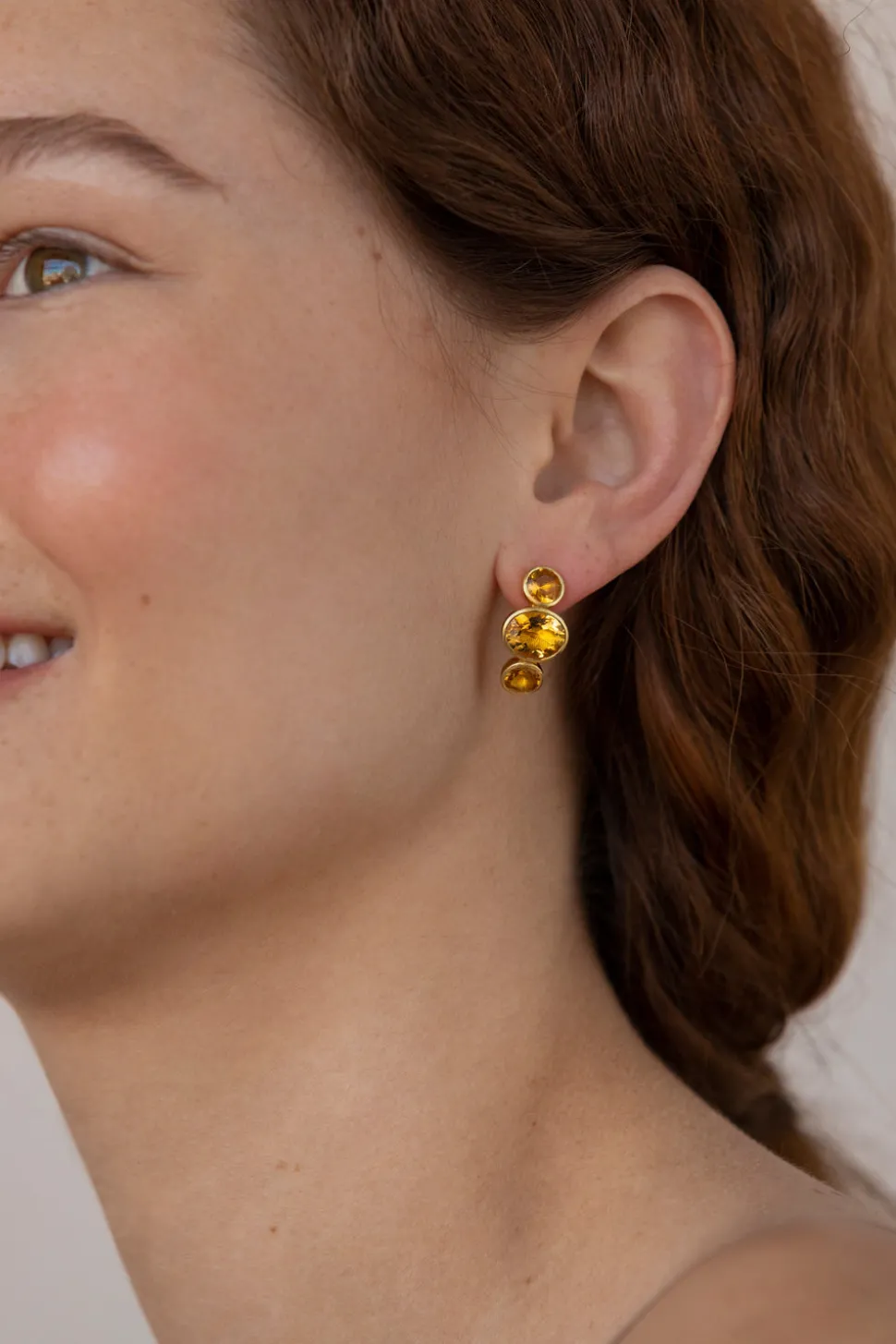 Luzia Demi-Hoop Earrings in Yellow Citrine & 14K Gold