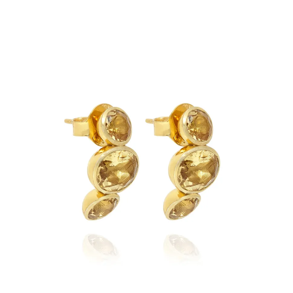 Luzia Demi-Hoop Earrings in Yellow Citrine & 14K Gold