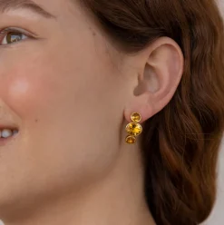 Luzia Demi-Hoop Earrings in Yellow Citrine & 14K Gold