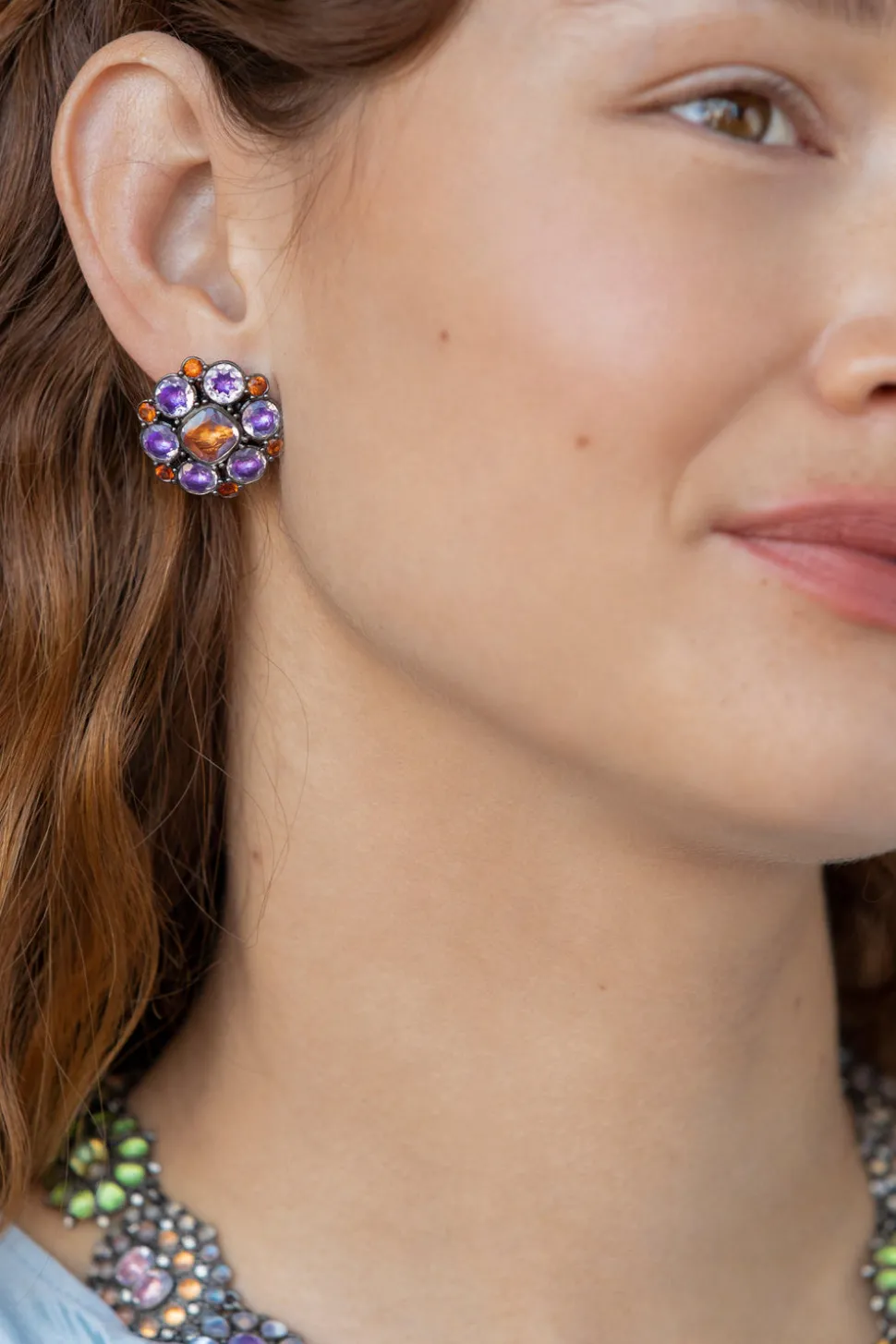 Luzia Duquesa Cluster Earrings in Lavender Moon Quartz