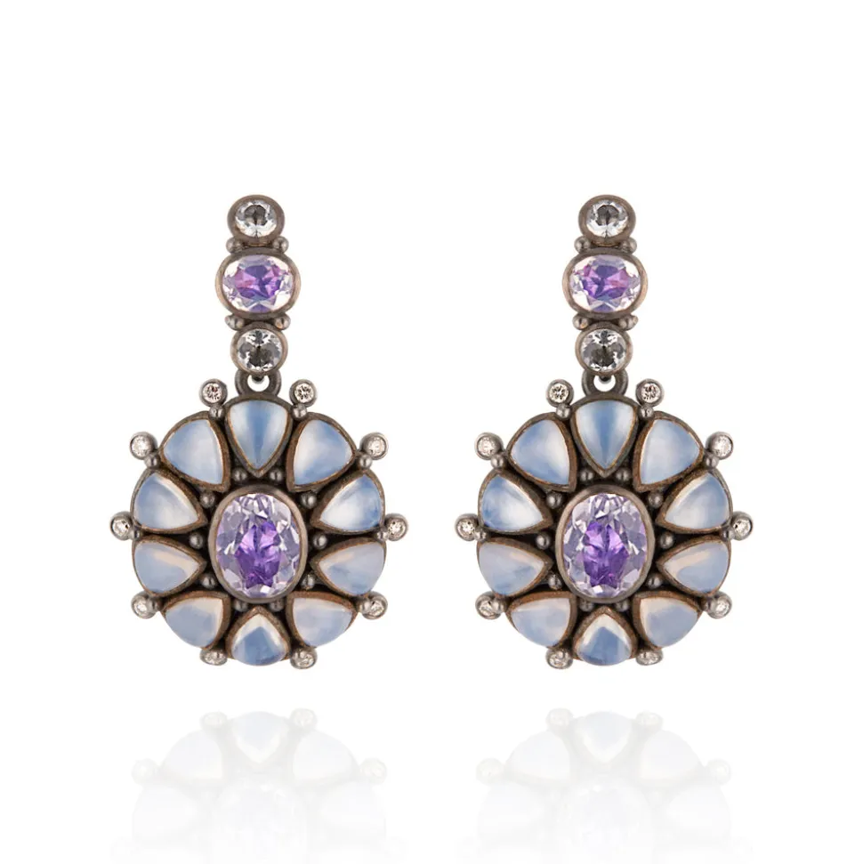Luzia Princesa Cluster Drop Earrings in Lavender Moon Quartz
