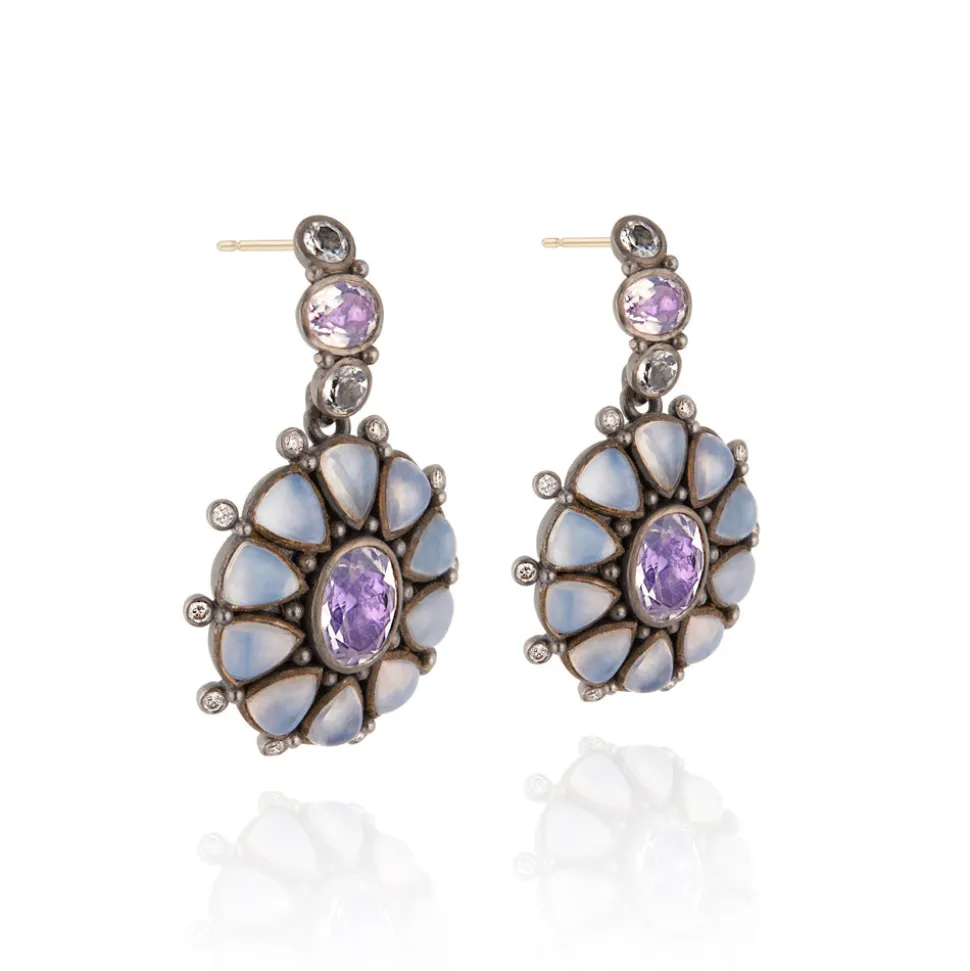 Luzia Princesa Cluster Drop Earrings in Lavender Moon Quartz