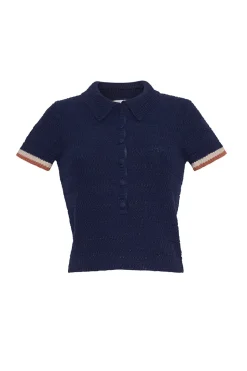 Lydia Top in Navy Crochet