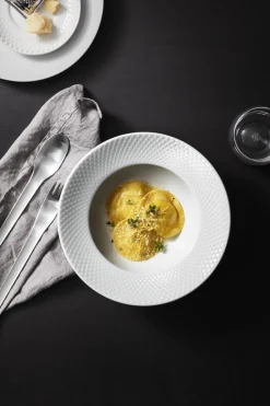 Lyngby Porcelain Rhombe Soup Plate in White