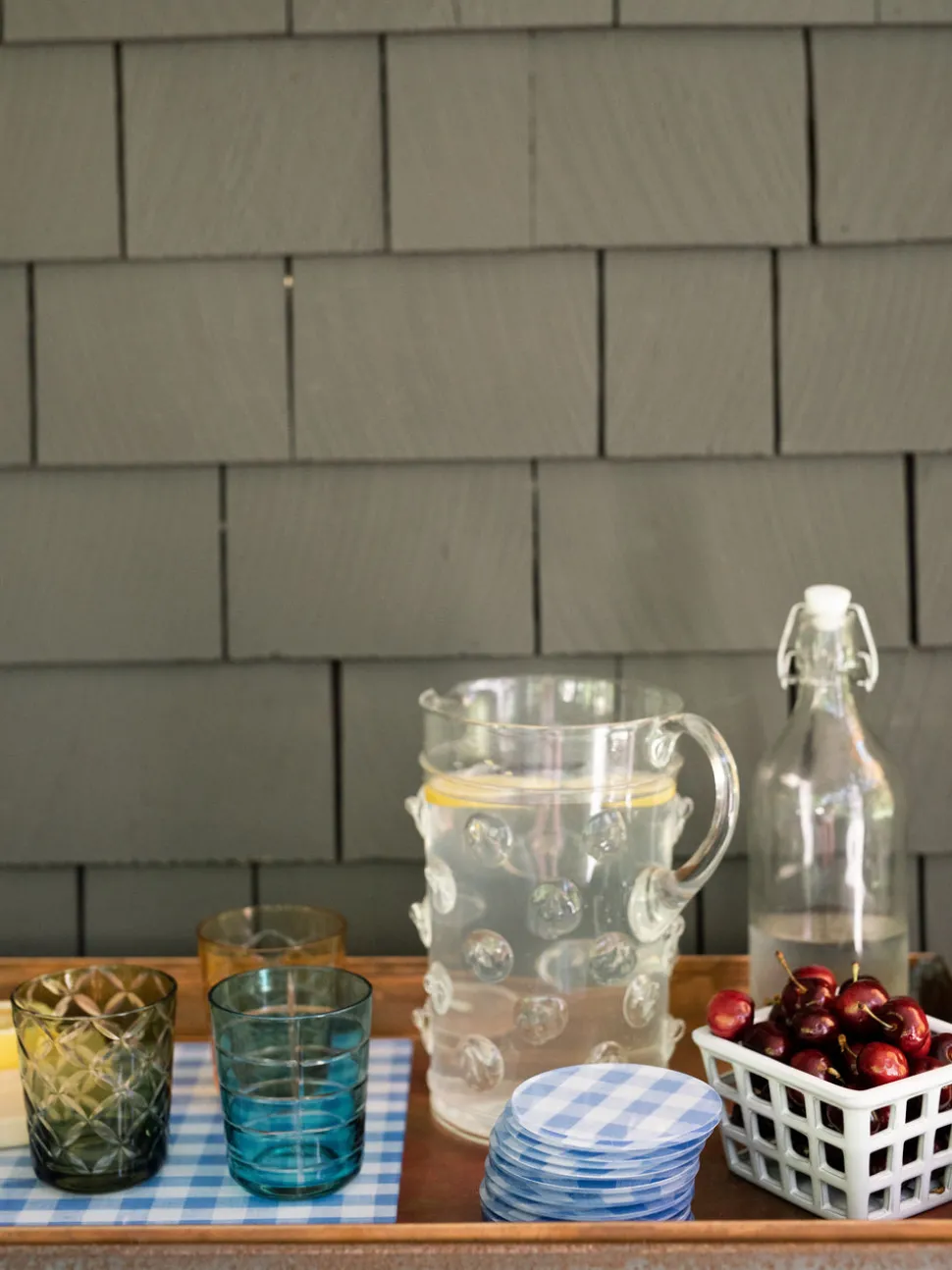 Mack Blue Gingham Coaster Set