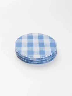 Mack Blue Gingham Coaster Set