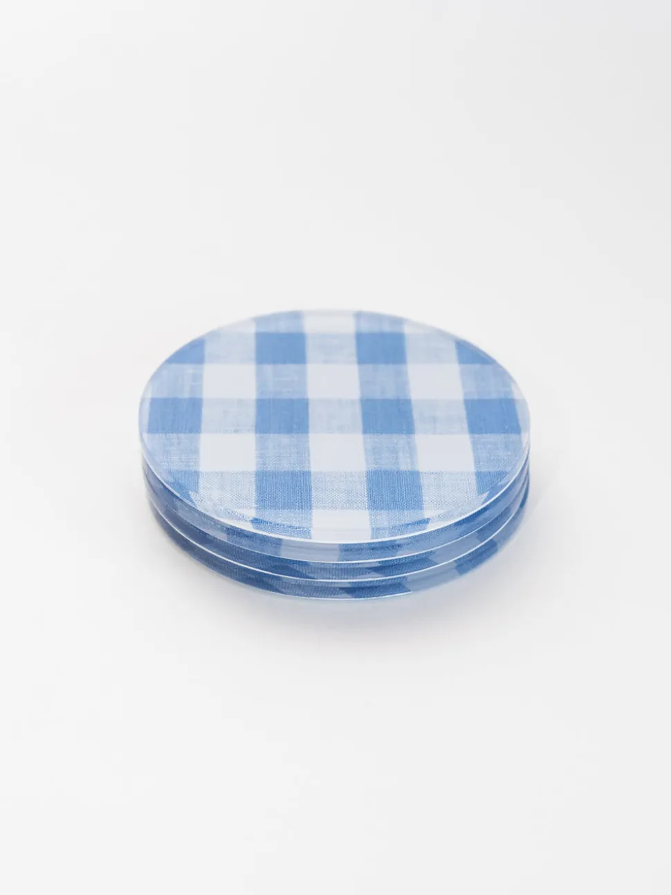 Mack Blue Gingham Coaster Set