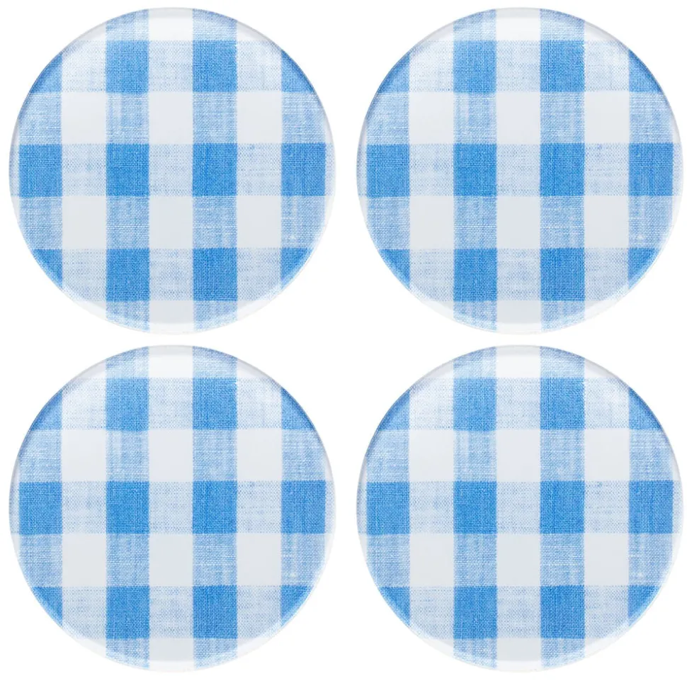 Mack Blue Gingham Coaster Set