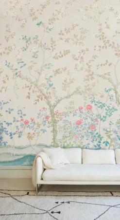 Madame De Pompadour Panel Set Wallpaper in Alabaster