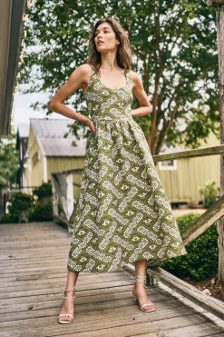 Maddy Dress in Legacy Jacquard Olive