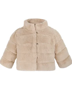 Madeleine Rayé Faux Fur Bolero in Crème