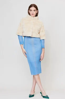 Madeleine Rayé Faux Fur Bolero in Crème