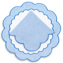 Made-to-Order Colette Linen Placemat and Napkin, Set of 12 in Blue