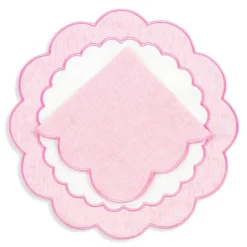 Made-to-Order Colette Linen Placemat and Napkin, Set of 12 in Pink