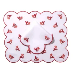 Made-to-Order Violette Linen Placemat and Napkin, Set of 12 in Red