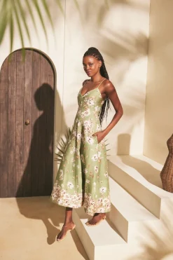 Mae Midi Dress in Farella Sage