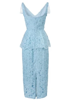 Maesa Organza Floral Dress in Baby Blue
