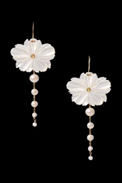 Magnolia Drop Earrings White