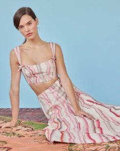 Maia Skirt in Multi Fil Coupe Stripe