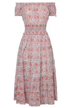 Majorca Midi Dress in Pink Tile