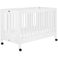 Maki Portable Folding Crib with Toddler Bed Conversion Kit in White