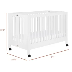 Maki Portable Folding Crib with Toddler Bed Conversion Kit in White